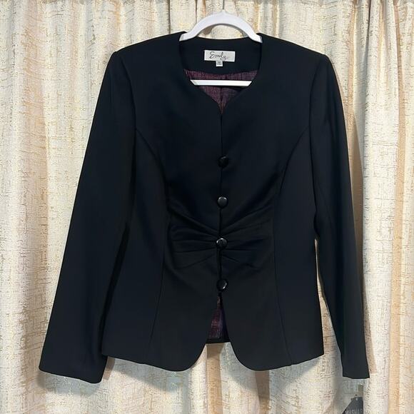 NWT Emily Women's Size 10 Blazer Jacket Black Button Up Lined Business Office :) - Picture 1 of 7